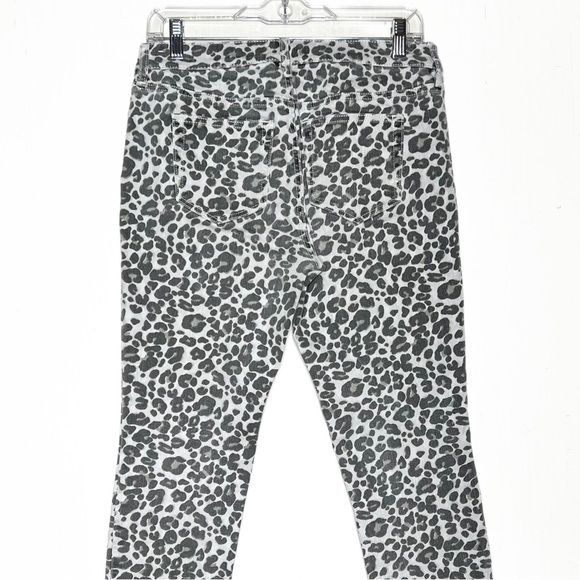 Loft Leopard Print Light Cream Black Cropped Skinny Jeans, Size 4 Petite, 27P - Picture 9 of 14